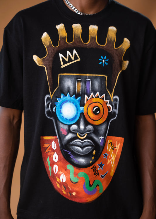 Camiseta de corte relajado con estampado de niño Edo funky pintado a mano
