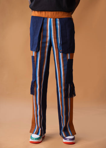 Pantalones de pierna ancha en mezcla de Aso oke