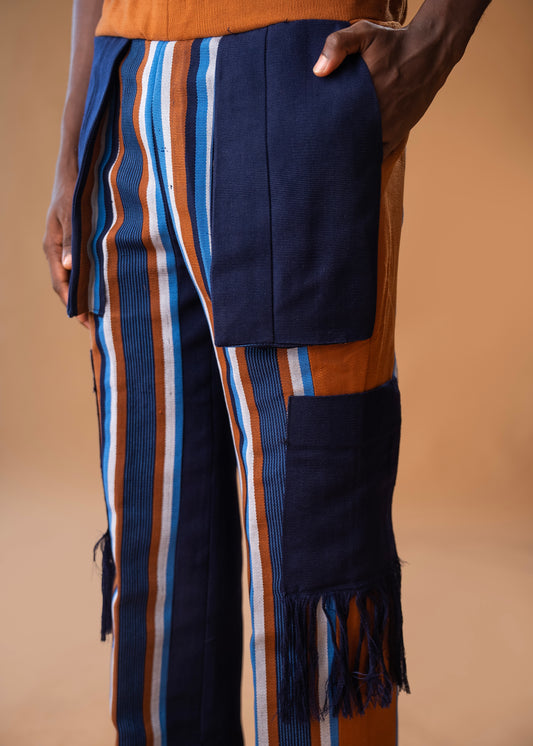 Pantalones de pierna ancha en mezcla de Aso oke
