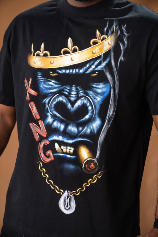 Camiseta de corte relajado con arte pintado a mano de Kong