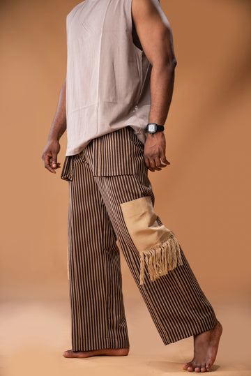 Wide-leg Tassle pocket Aso Oke Pant