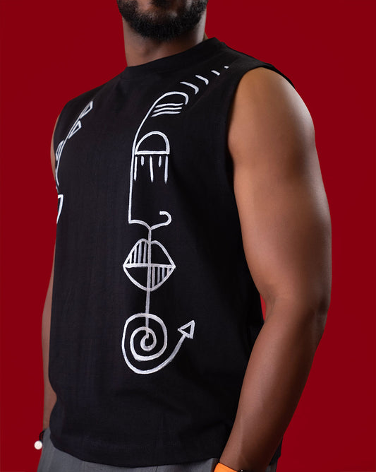 Camiseta sin mangas de corte relajado Ft Hand Tribal Arts