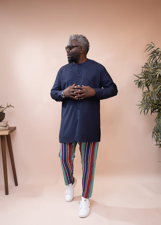 Conjunto de caftán y pantalón aso oke pintados a mano