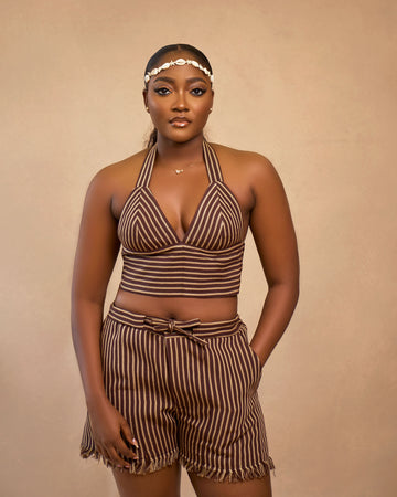Bralette y short Aso-Oke