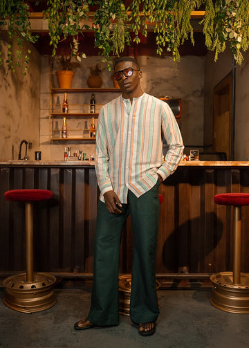 Stripped Shirt Linen and Baggy Pant Set