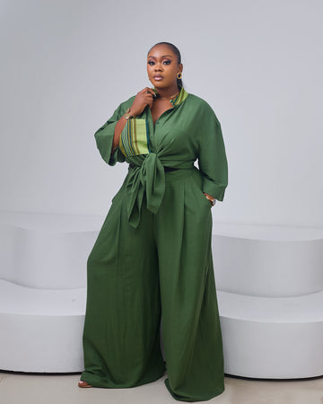 Linen 2 Piece with aso oke pockets