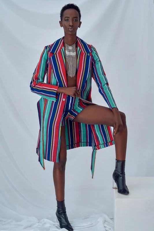 Conjunto de chaqueta y pantalón corto Aso Oke de Negassi