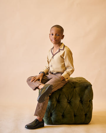 Camisa safari x pantalón Aso Oke