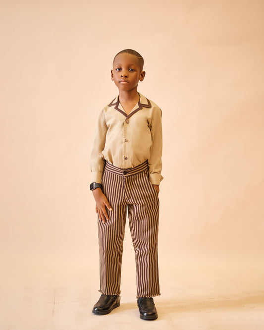 Camisa safari x pantalón Aso Oke