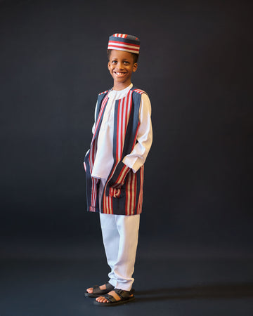 Gabardina sin mangas Aso-Oke y gorra Kaftan Awolowo