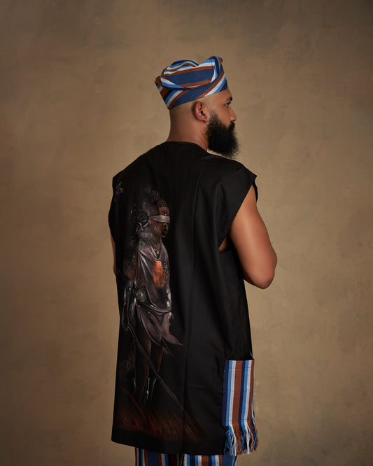 Conjunto de pantalón Danshiki masculino y Aso Oke pintados a mano