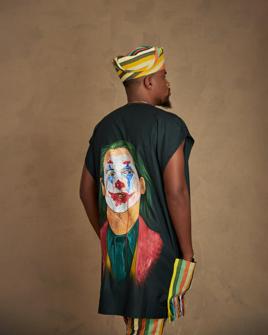 Conjunto de pantalón Danshiki masculino y Aso Oke pintados a mano