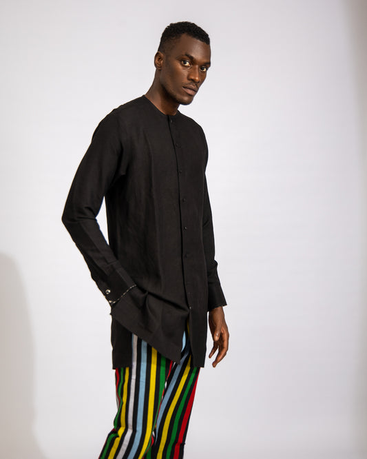 Black Linen Shirt and Pant Set