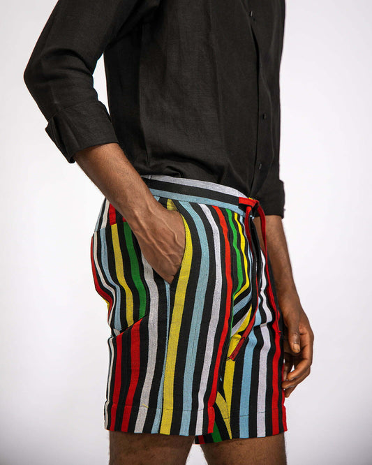 Conjunto de camisa de lino y pantalón corto Aso Oke