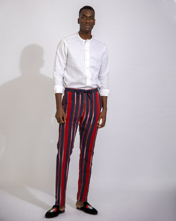 White Linen Shirt and Aso Oke Pant