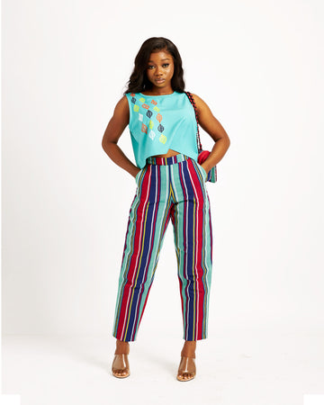 Conjunto de pantalón y top corto sin mangas