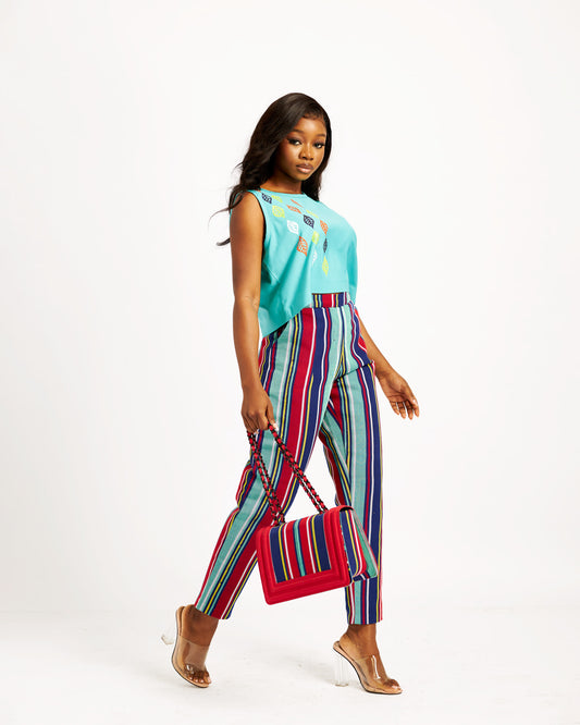 Conjunto de pantalón y top corto sin mangas