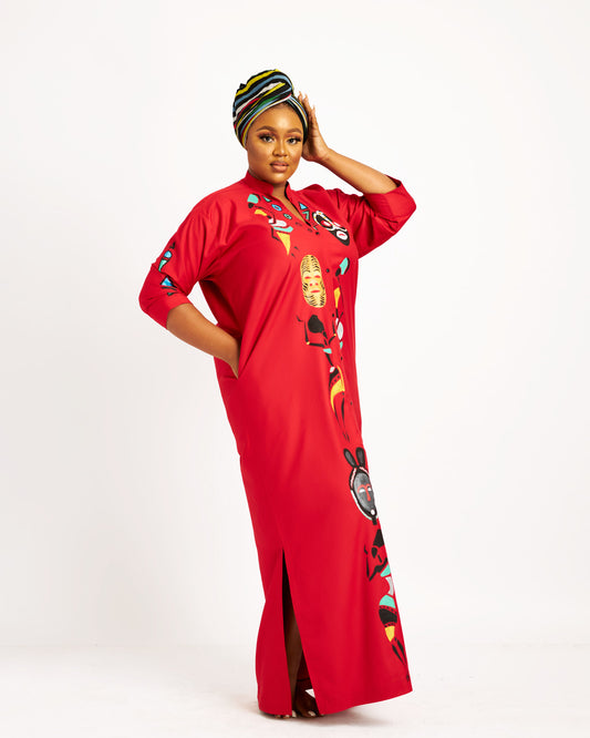 Vestido Negasi de lana - Abaya roja