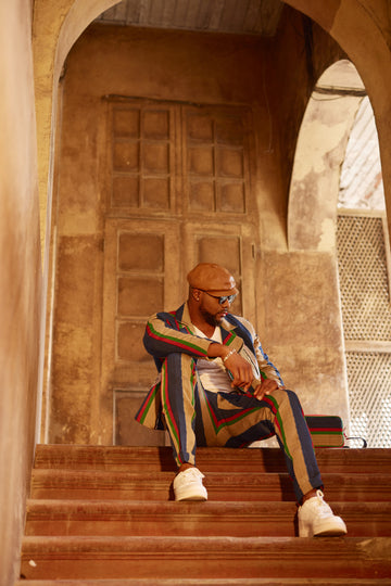Conjunto de chaqueta y pantalón Aso Oke