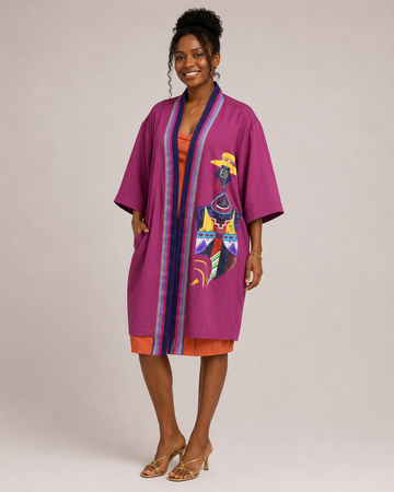 Kimono With Aso Oke Detailing