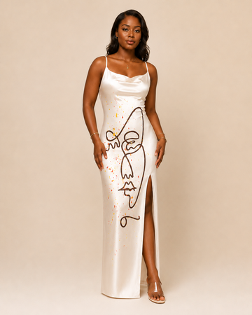 Silk Painted Long Gown