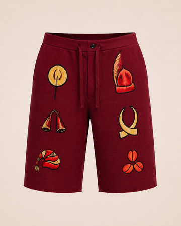 Hand-painted Aso Oke Shorts