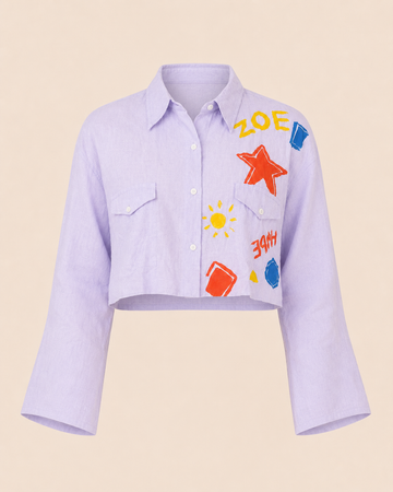 Hand Painted Linen Crop Top