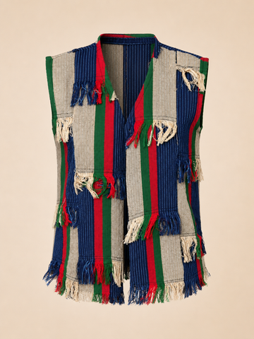 Aso Oke Patched Sleeveless Jacket