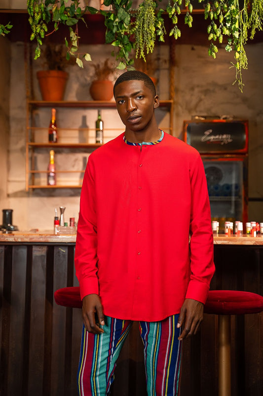 Africana Heritage Shirt Linen and Aso Oke Pant Set