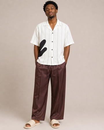 Hand Knitted Cream Shirt x Brown Pant