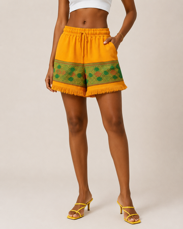 Yellow Aso Oke Short
