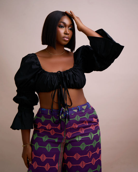 Bralette Top x Wide Leg Akwete Pant