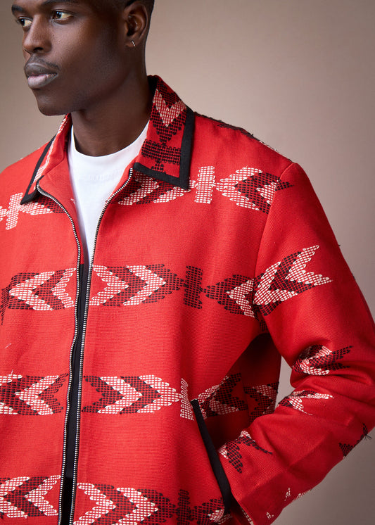 Akwete Zipper Jacket x Aso Oke Baggy Pants