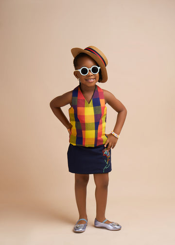 Rainbow Halter Neck Top X Mini-Me Beaded Skirt