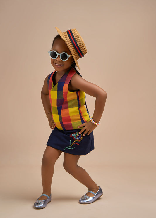 Rainbow Halter Neck Top X Mini-Me Beaded Skirt