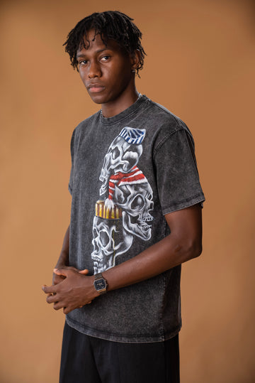 Relaxed fit T-shirt ft Hand Painted Wazobia Skeleton Art