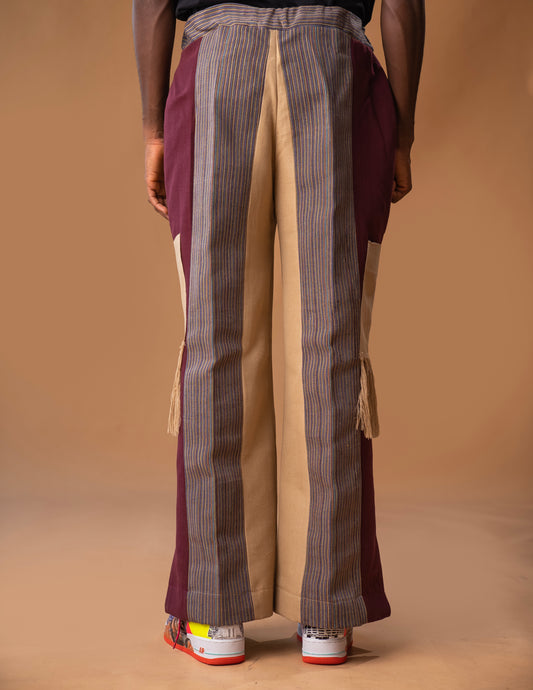 Wide-leg trousers in Aso oke and Akwete