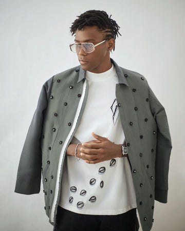 Hand-beaded Grey Jacket