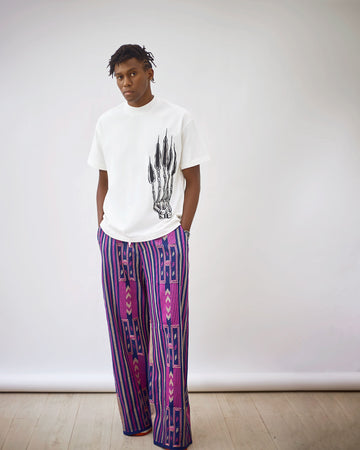 Cropped Hand-painted T-shirt x Purple Akwete Pant