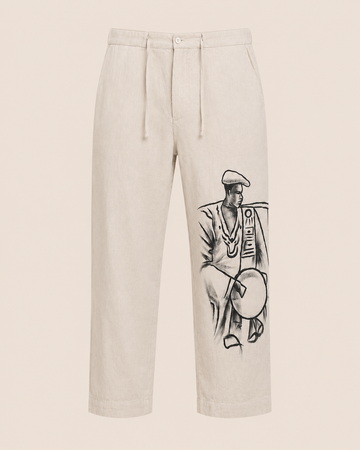 Hand-Painted Straight-Cut Pants