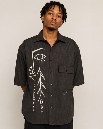 Line Art Strip Cotton Shirt