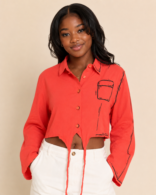 Orange Crop Top Shirt