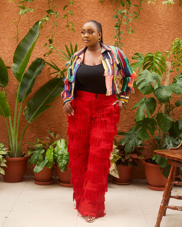 Aso oke shredded jacket
