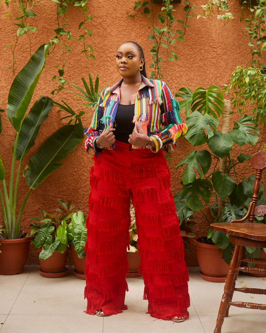Aso oke shredded jacket