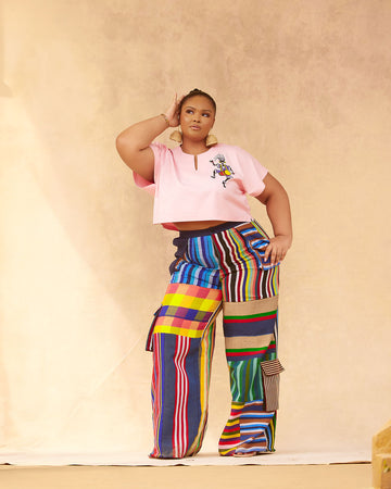 Takunsi Aso Oke Cargo Pant and Crop Top