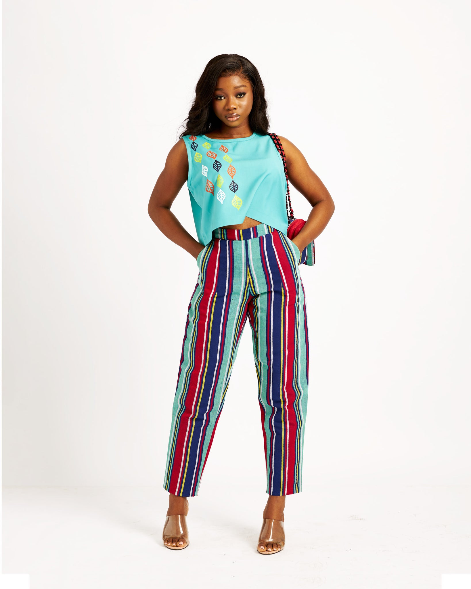 Sleeveless Crop Top and Trouser Set