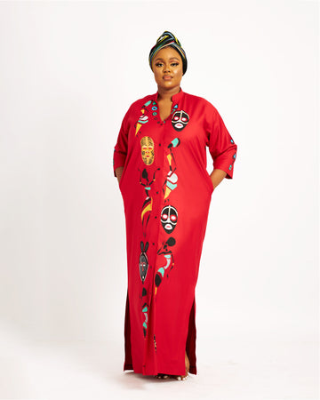 Negasi Dress in Wool - Red Abaya
