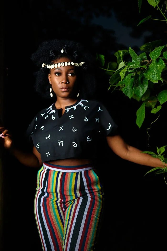 Afro Panther Fangs - Crop Top and Skirt/Pant Set - Trax ApparelCrop Top and Asooke